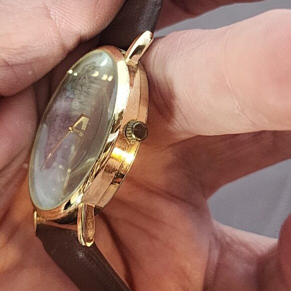 Accutime Watch Corp. Blue World Map Face Gold Tone Analog Stainless Back Watch - Picture 16 of 16